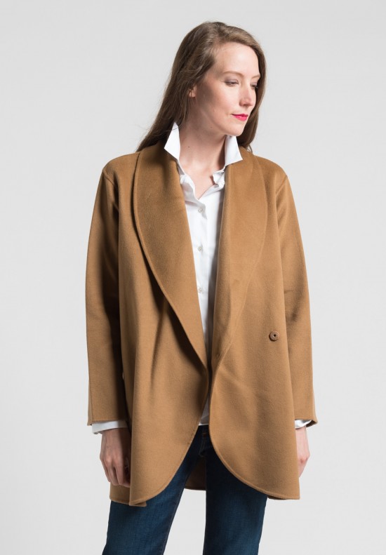 Pauw Cashmere Shawl Coat in Camel	