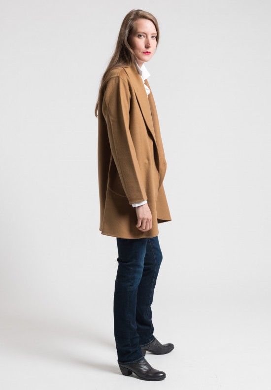 Pauw Cashmere Shawl Coat in Camel	