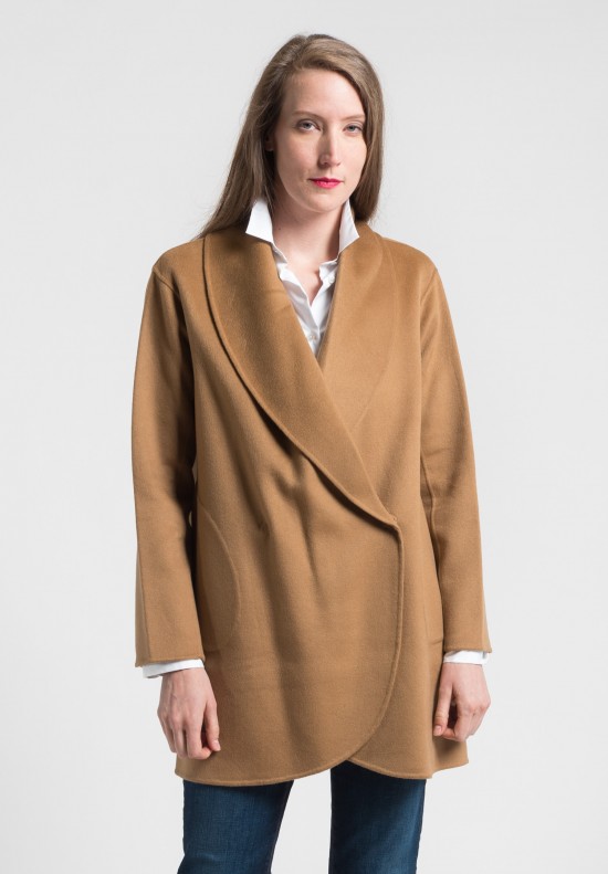 Pauw Cashmere Shawl Coat in Camel	