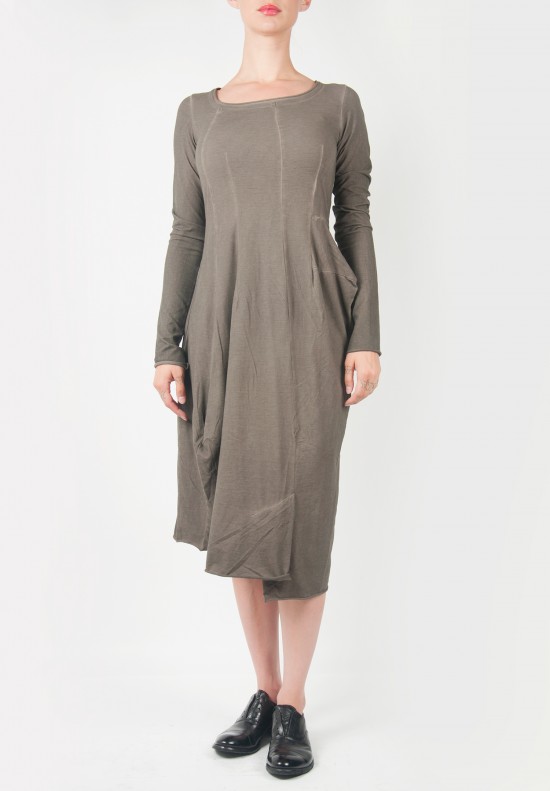 Rundholz Black Label Asymmetrical Long Sleeve Fitted Dress in Zin