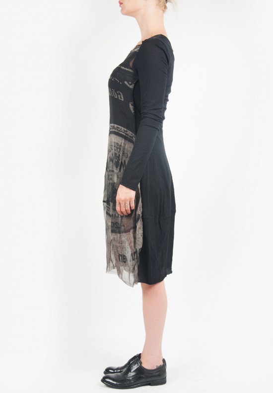 Rundholz Knee Length Sheer Patterned Silk Long Sleeve Dress | Santa Fe ...