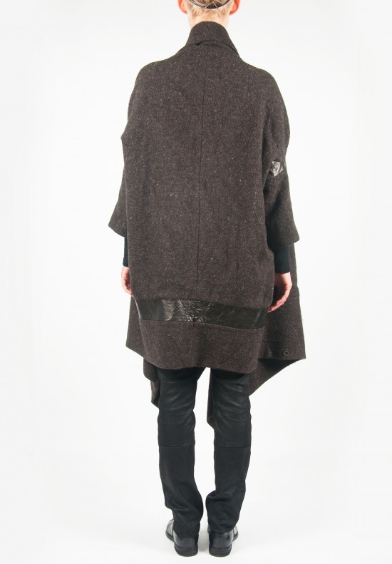 Gary Graham Wool Cocoon Coat in Grey-Brown