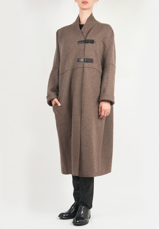 Oska Long Wool Coat in Morel