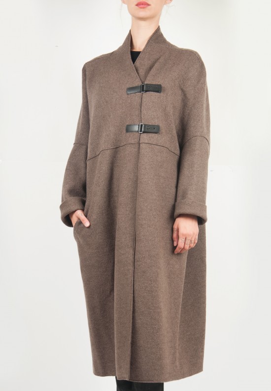 Oska Long Wool Coat in Morel