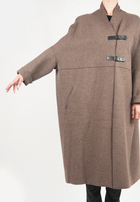 Oska Long Wool Coat in Morel