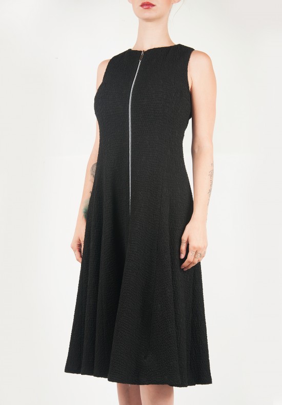 Anett Röstel Crinkled Sleeveless Exposed Zipper Dress in Black