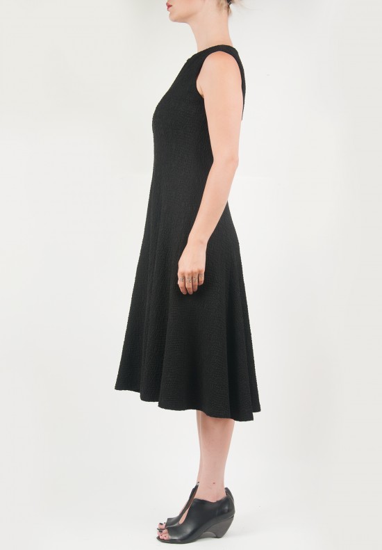 Anett Röstel Crinkled Sleeveless Exposed Zipper Dress in Black