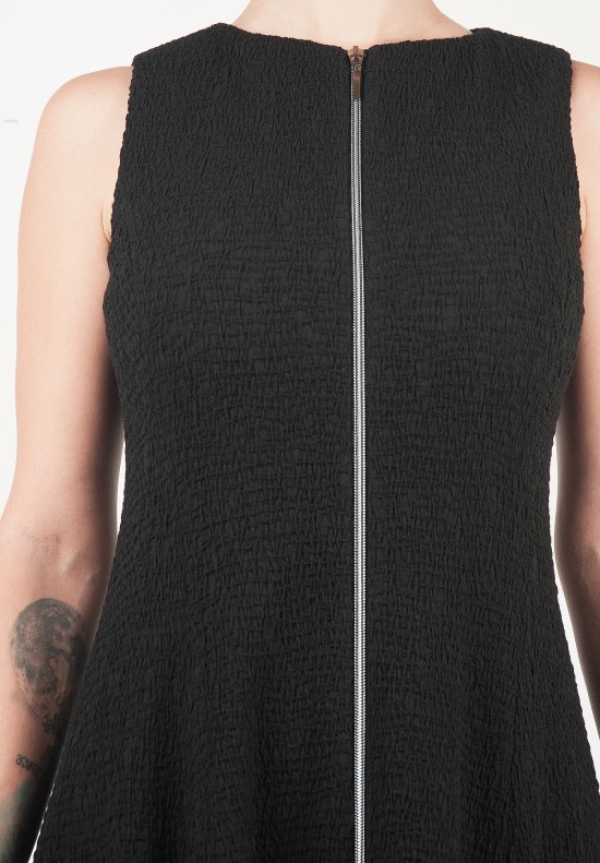 Anett Röstel Crinkled Sleeveless Exposed Zipper Dress in Black