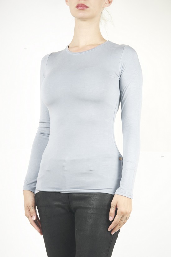 Majestic Crew Neck Long Sleeve Shirt in Ice
