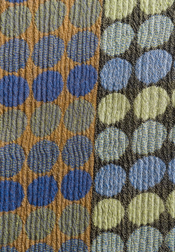 Nuno Circle Brick Pattern Wool Shawl in Green