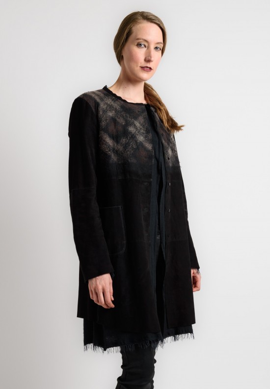 Gimo's Plaid Suede Jacket in Grey/Black	