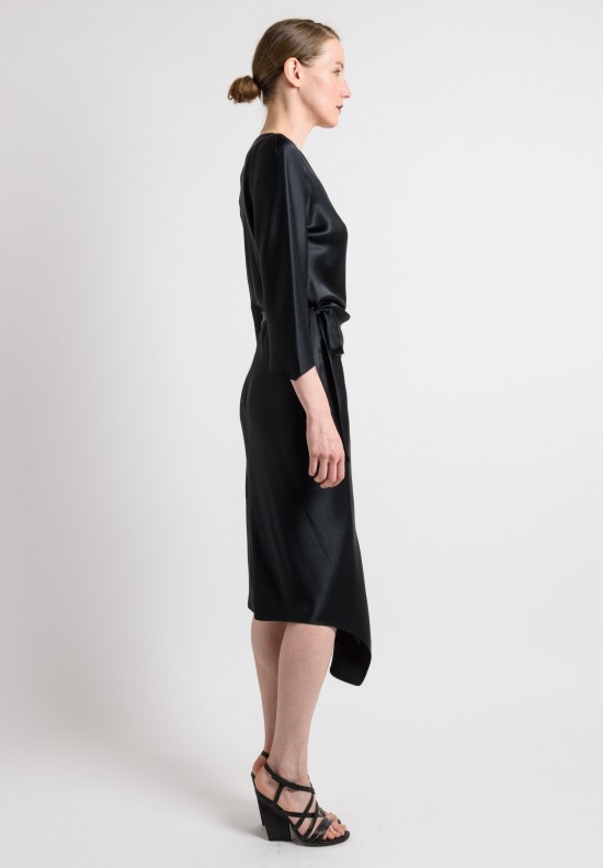 Peter Cohen Silk Wrap Dress in Black	