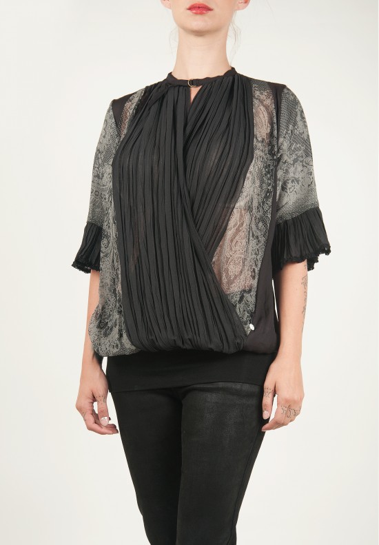 Share Spirit Silk Lace Print Blouse in Black and Grey | Santa Fe Dry ...
