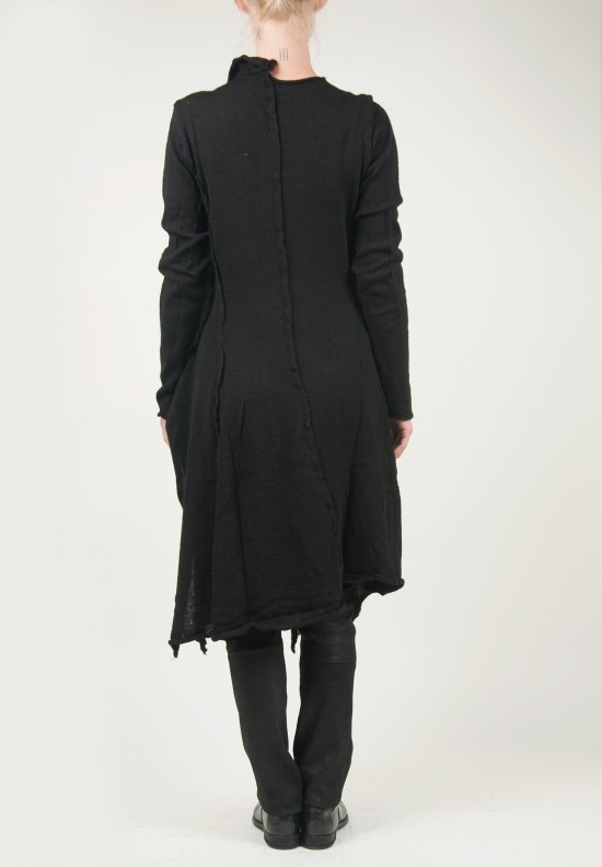 Rundholz Black Label Tattered Wool Long Button Down Sweater in Black ...