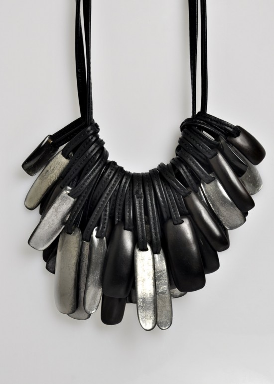 Monies 2 Strand Multi-Layer Resin Necklace in Silver