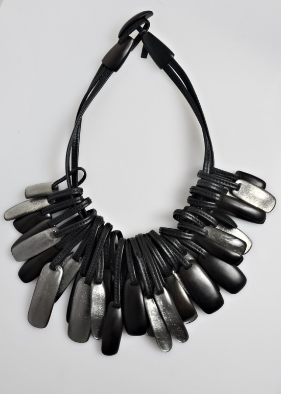 Monies 2 Strand Multi-Layer Resin Necklace in Silver