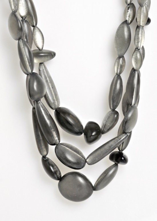 Monies 3 Strand Resin Bead Necklace in Silver