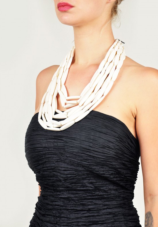 Monies 10 Strand Bone Bead Necklace