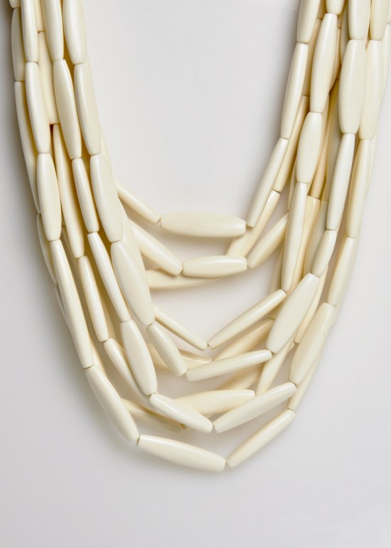 Monies 10 Strand Bone Bead Necklace