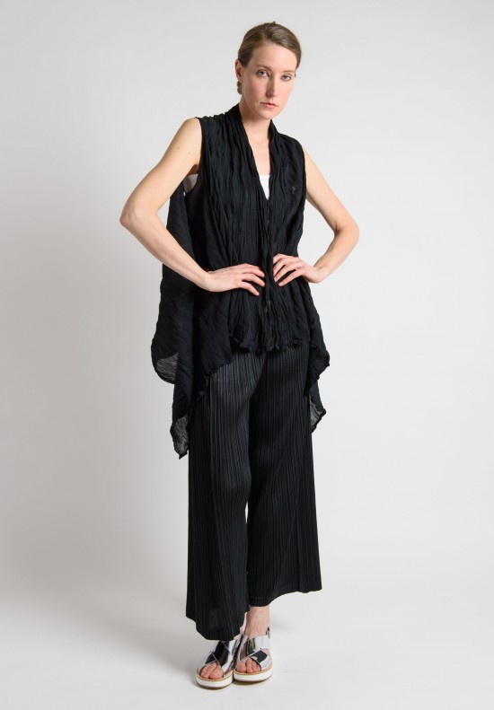 Issey Miyake Cauliflower Asymmetrical Flowing Crepe Vest in Black