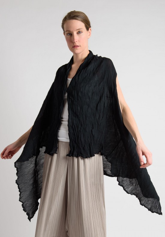 Issey Miyake Cauliflower Asymmetrical Flowing Crepe Vest in Black