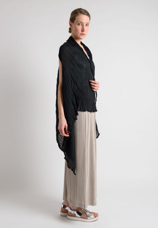 Issey Miyake Cauliflower Asymmetrical Flowing Crepe Vest in Black