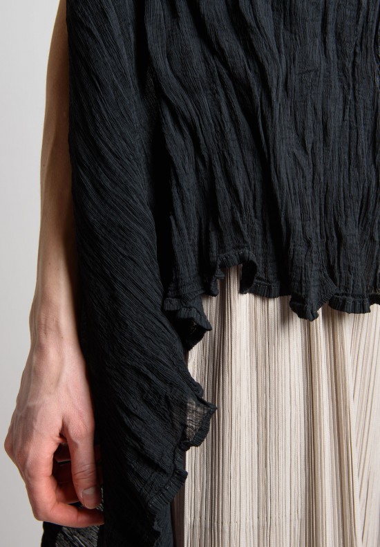 Issey Miyake Cauliflower Asymmetrical Flowing Crepe Vest in Black