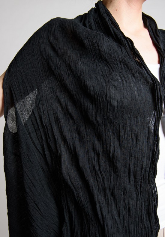 Issey Miyake Cauliflower Asymmetrical Flowing Crepe Vest in Black