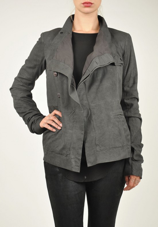 Rick Owens Moody Clean Biker Jacket in Dark Dust