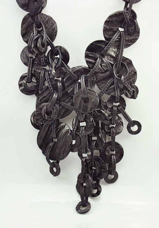 Monies Raw Horn & Ebony Disk Necklace