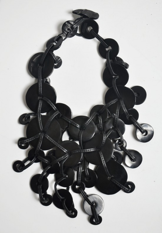 Monies Raw Horn & Ebony Disk Necklace