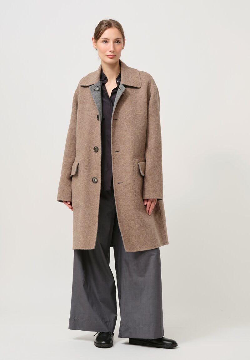 Nanna Pause Felted Dorian Coat in Grigio & Beige Brown	