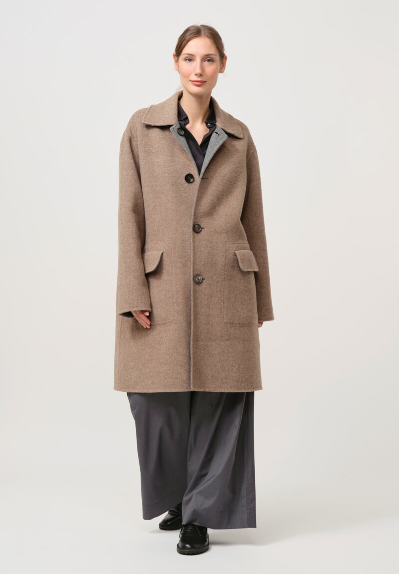 Nanna Pause Felted Dorian Coat in Grigio & Beige Brown	