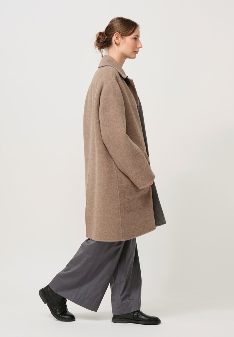 Nanna Pause Felted Dorian Coat in Grigio & Beige Brown	