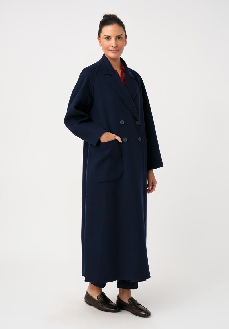 Asciari Felted Thermal Louise Coat in Navy Blue