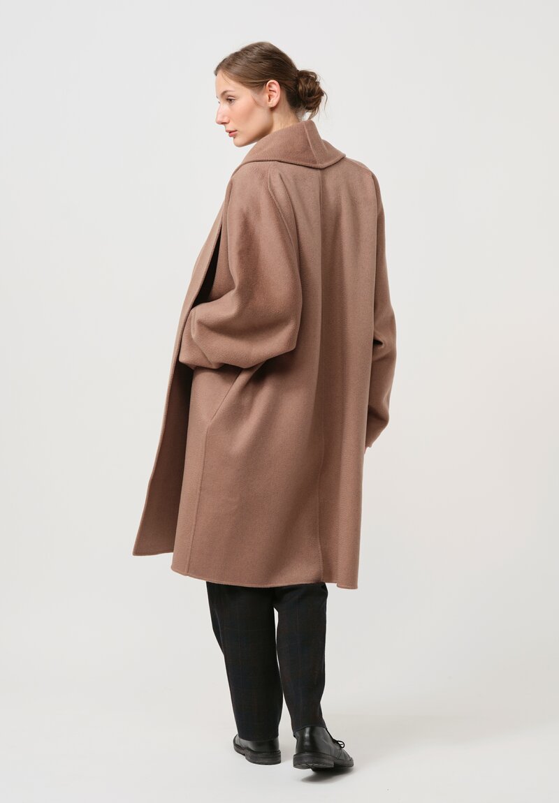 Nanna Pause Cashmere Hamza Shawl Coat in Camel Brown Melange	