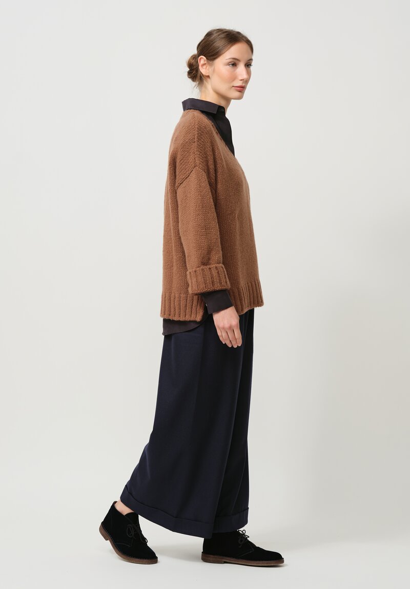 Asciari Cashmere Ferro V-Neck Sweater in Sudan Brown	