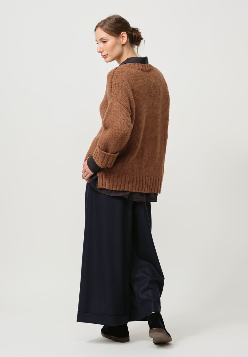 Asciari Cashmere Ferro V-Neck Sweater in Sudan Brown	