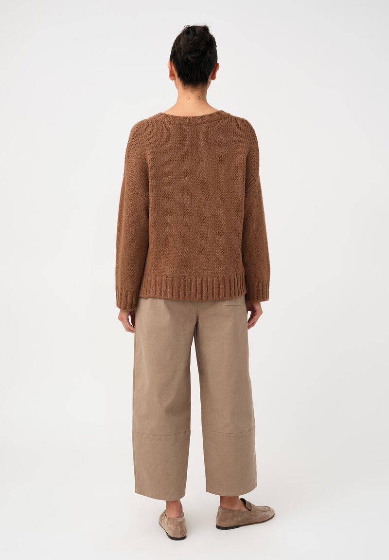 Asciari Cashmere Ferro V-Neck Sweater in Sudan Brown