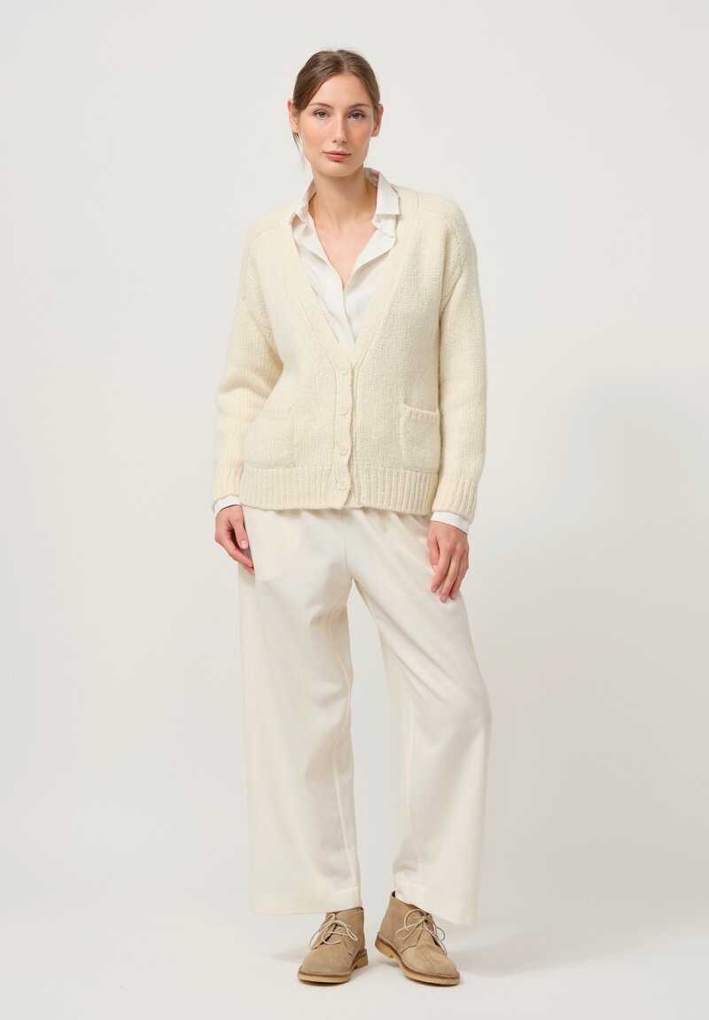 Asciari Cashmere Rame Knitted Cardigan in White	