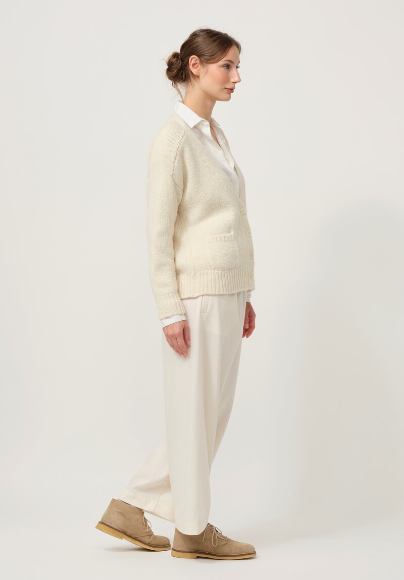 Asciari Cashmere Rame Knitted Cardigan in White	