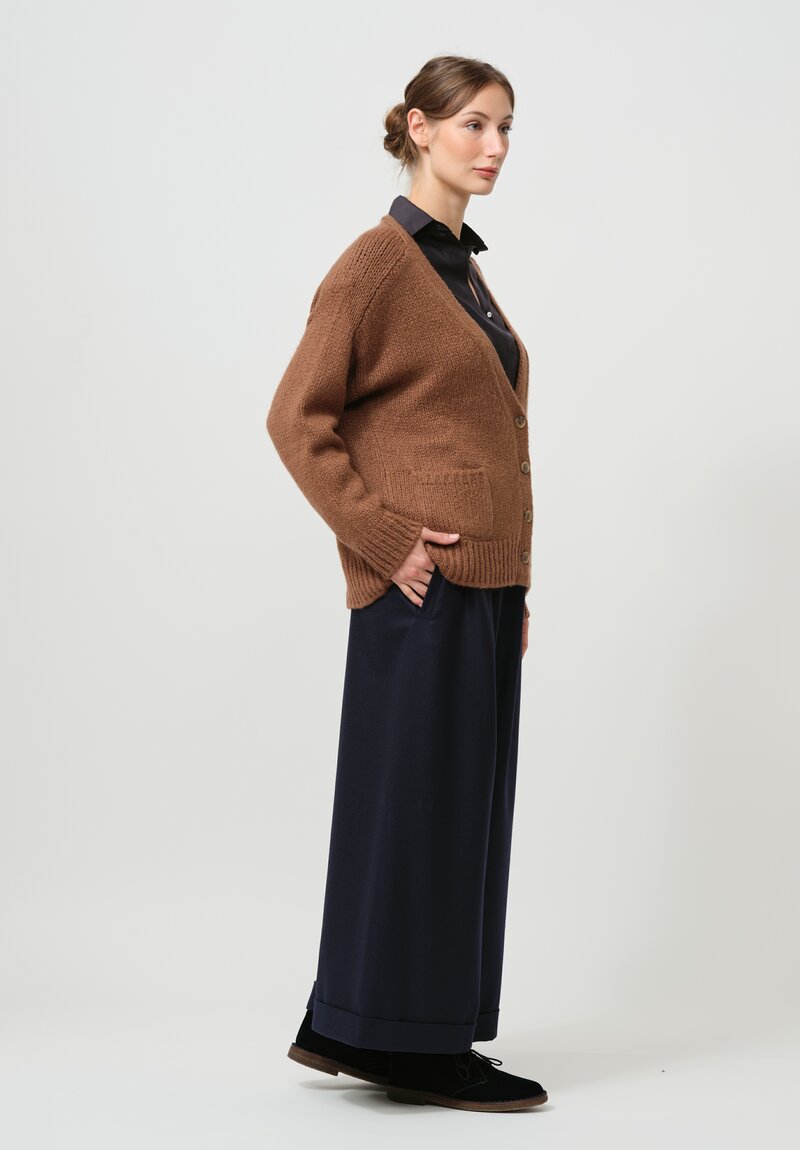 Asciari Cashmere Rame Knitted Cardigan in Sudan Brown	