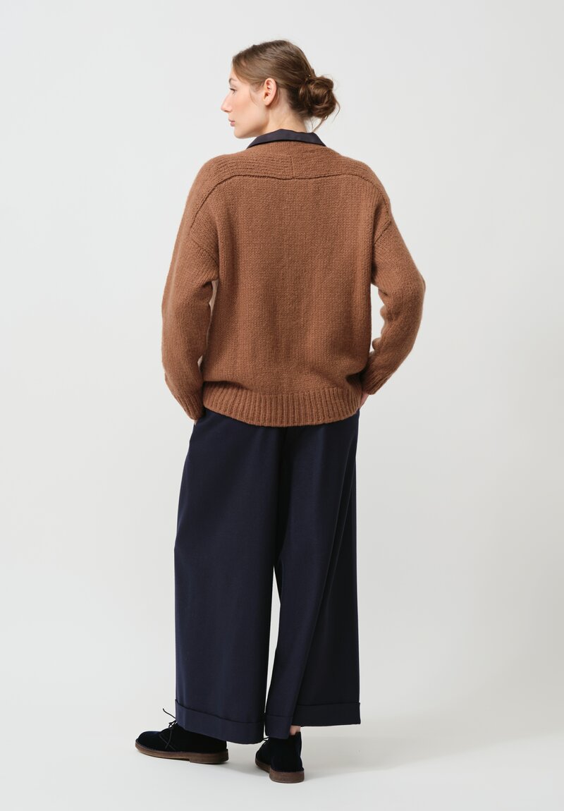 Asciari Cashmere Rame Knitted Cardigan in Sudan Brown	