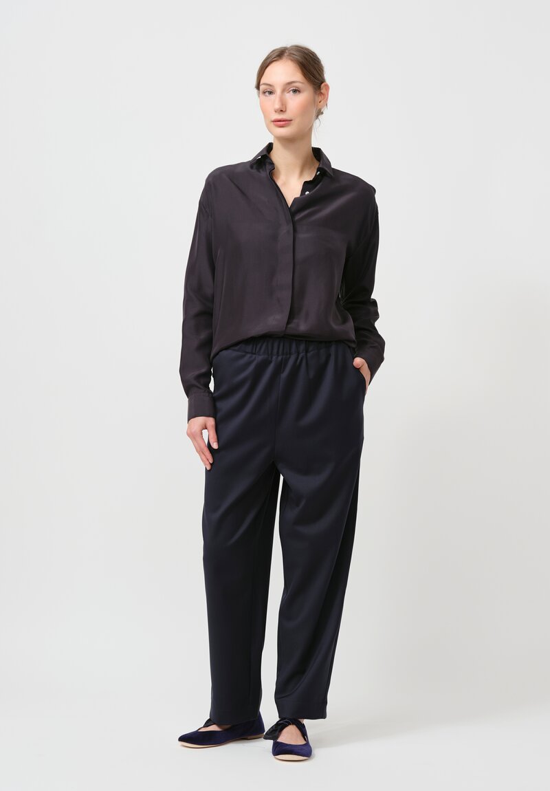 Asciari Wool & Silk Deva Pants in Navy Blue	