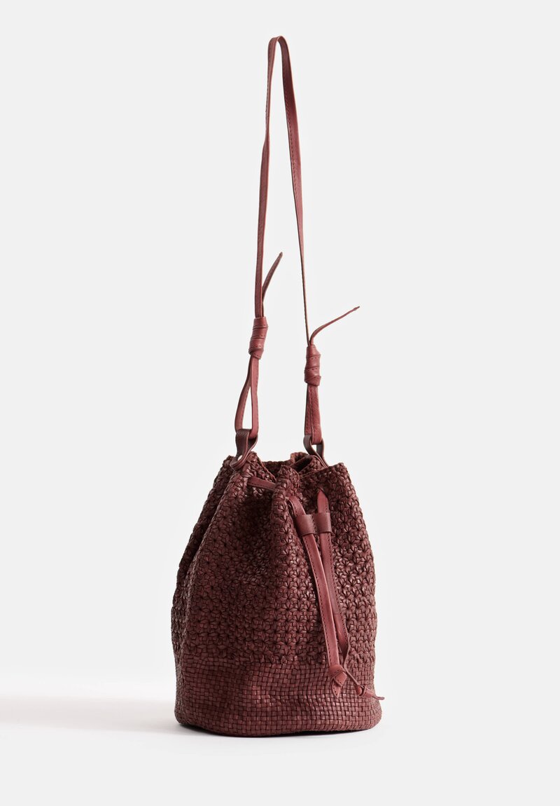 Massimo Palomba Lucille Vienna Woven Bucket Bag in Chestnut Brown	