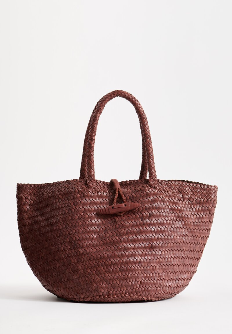 Massimo Palomba Handwoven Leather Ines Spiga Tote in Chestnut Brown	