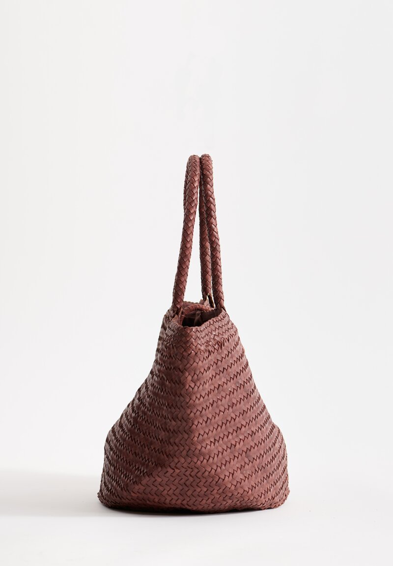 Massimo Palomba Handwoven Leather Ines Spiga Tote in Chestnut Brown	