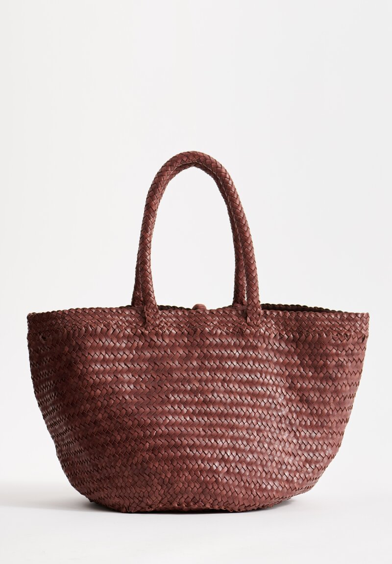 Massimo Palomba Handwoven Leather Ines Spiga Tote in Chestnut Brown	