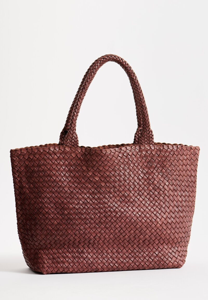 Massimo Palomba Coimbra Wood Basket Weave Wide Tote in Chestnut Brown	