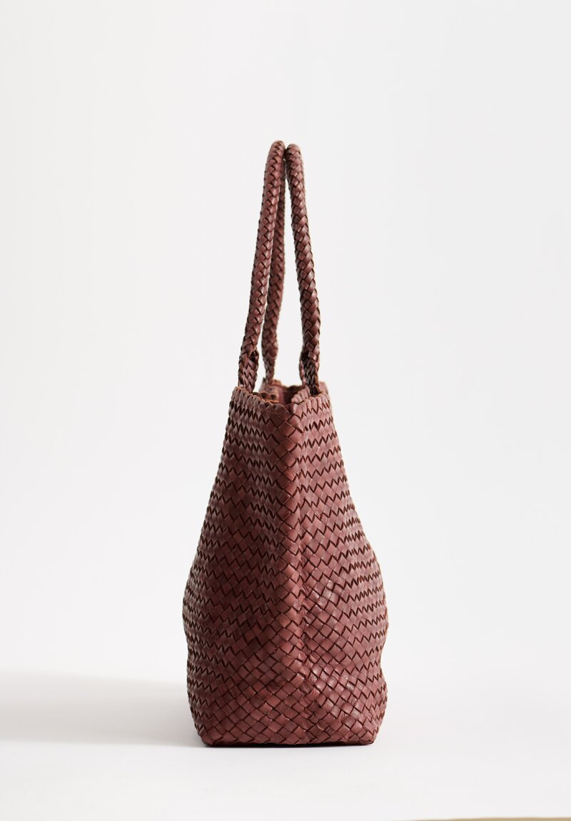 Massimo Palomba Coimbra Wood Basket Weave Wide Tote in Chestnut Brown	